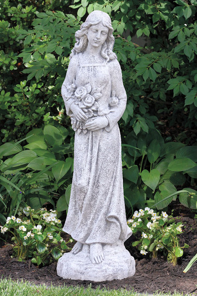 Springtime Flower Girl Memorial Sculpture Garden Statue Cement